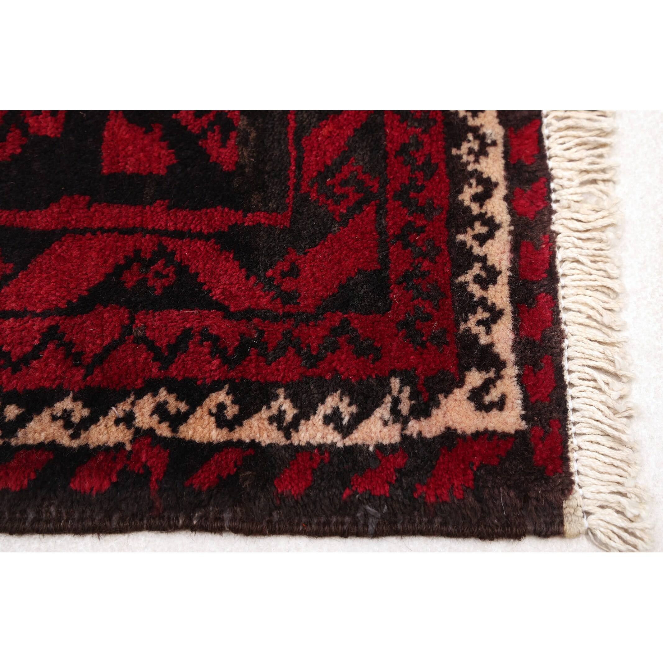 ECARPETGALLERY Hand-knotted Baluch Red Wool Rug - 3'8 x 7'6 - Bed