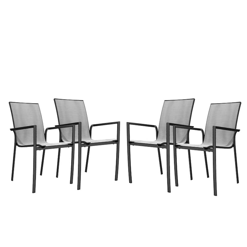 Outdoor Patio Grey Aluminum Dining Chairs (Set of 4 or 2) - Set of 4
