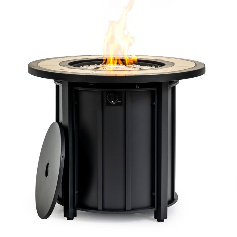 30" Propane Round Steel Gas Fire Pit with 50000 BTU