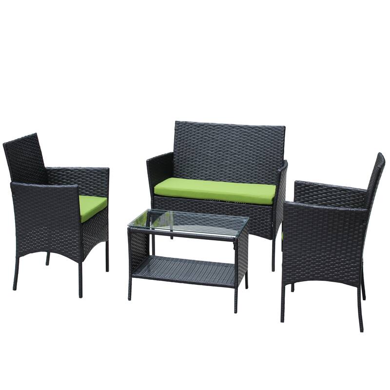 4 PC Rattan Patio Furniture Set