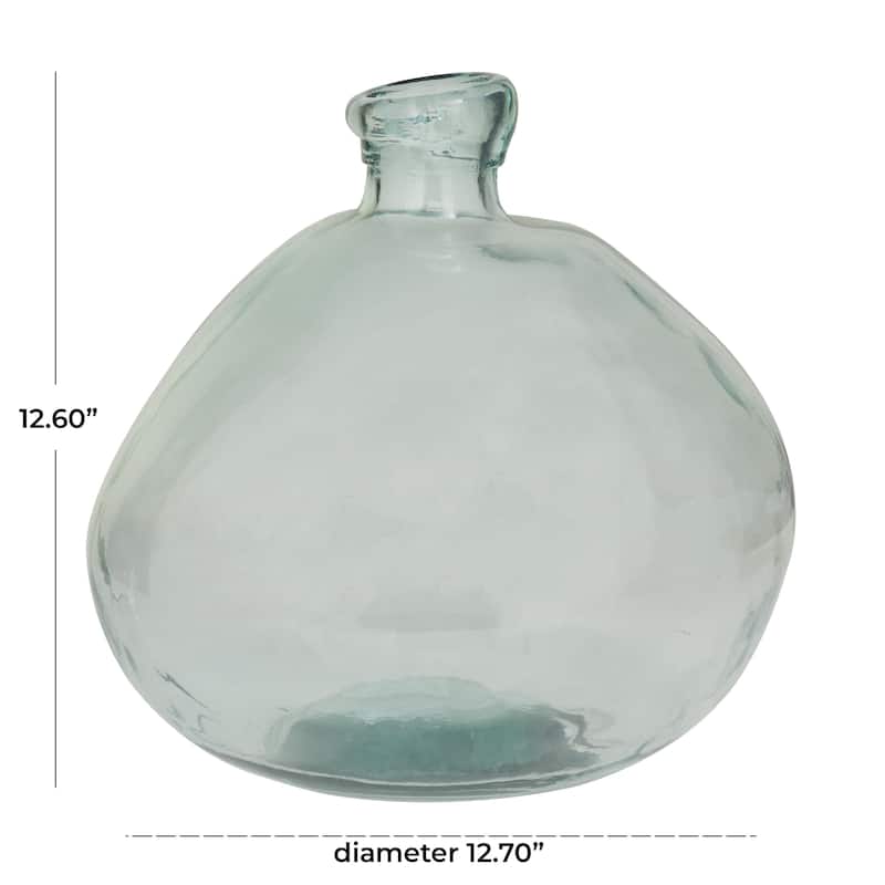 Recycled Glass Abstract Handmade Curved Spanish Bottle Decorative Vase - Green, Blue, Clear, Brown - Roche River Decor