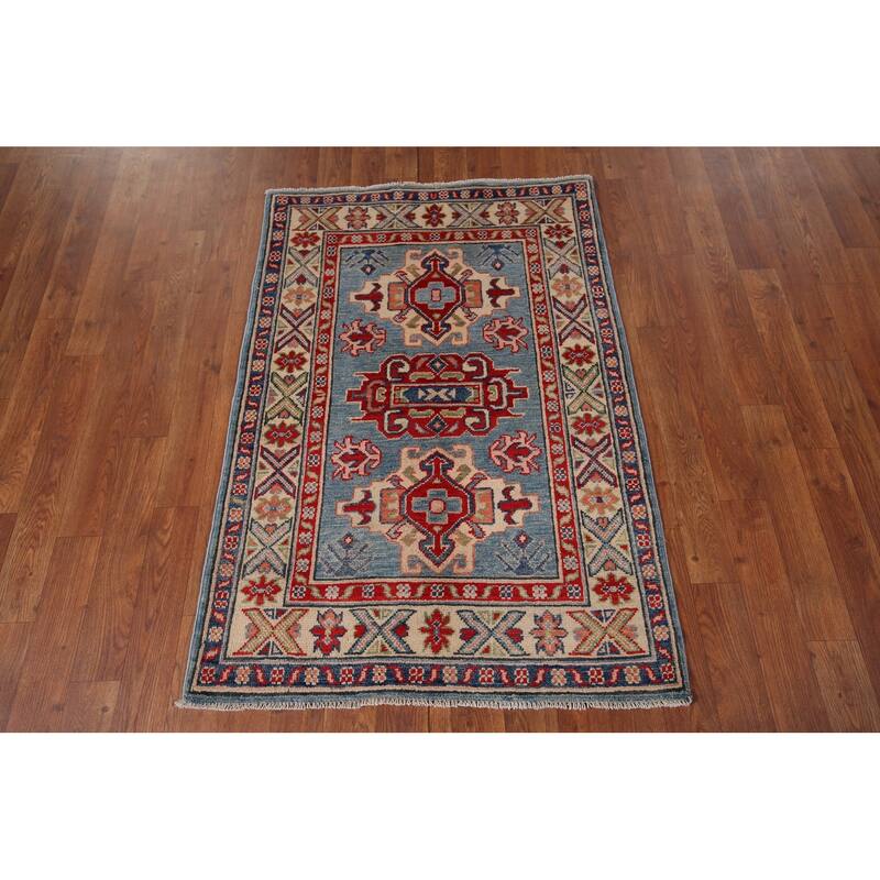 Kazak Accent Rug Handmade Foyer Wool Carpet - 2'7" x 3'10"
