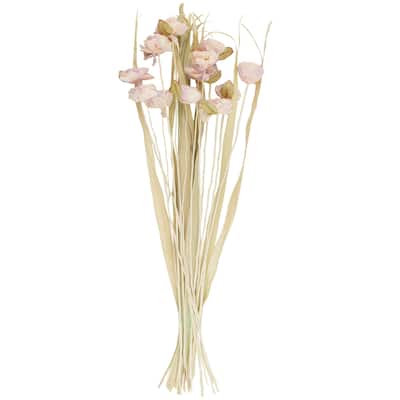 Dried Plant Tall Natural Foliage with Pink Petals - Pink - Roche River Decor - 10"W x 10"L x 49"H