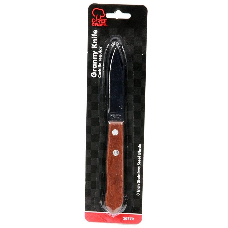 Chef Craft 3" Long Stainless Steel Blade Paring Granny Knife - Great for Peeling Vegetables and Cutting Fruit