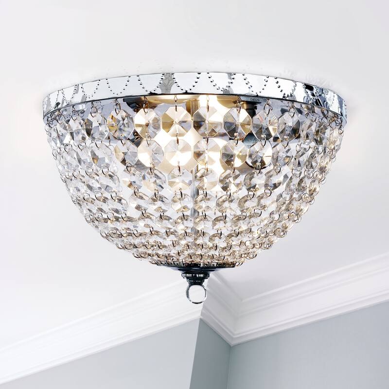 2 Light Flush Mount Ceiling Light - Modern Crystal Chandelier for Hallway, Bedroom, Living Room - 13