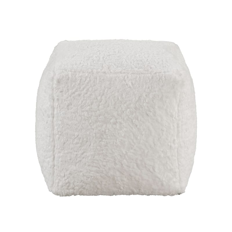 Modern Square Pouf Off Faux Fur Fabric Upholstered Ottoman, Footstool, NonSlip Floor Pouf, Bean Bag Chair, 1pc Sitting Pouf