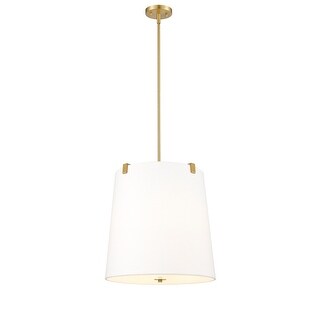 Weston by Z-Lite 5 Light Pendant in Modern Gold with White Linen Fabric ...