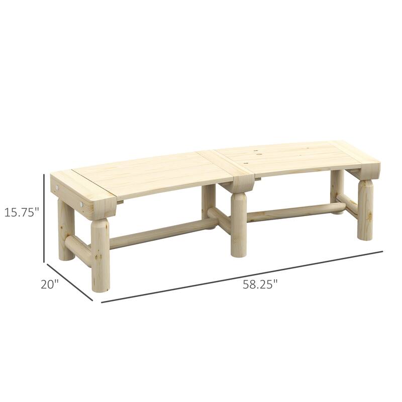 Wooden Garden Bench, Semicircular Round Outdoor Bench Leisure Bench Entry Footrest Bench, Decorative Bench for Living Room