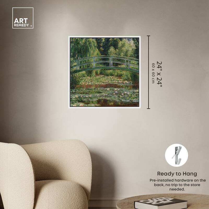Art Remedy Monet The Japanese Footbridge And The Water Lily Pool Giverny Framed 1 Piece Canvas Wall Art
