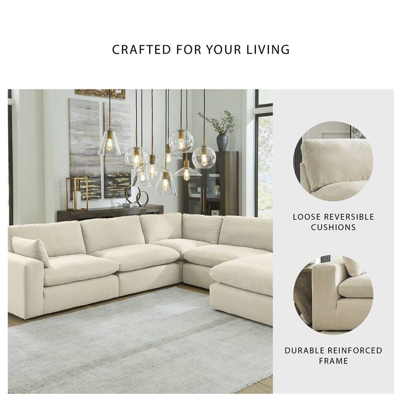 Signature Design by Ashley Elyza Ivory 5-Piece Sectional with Chaise - 135"W x 135"D x 36"H