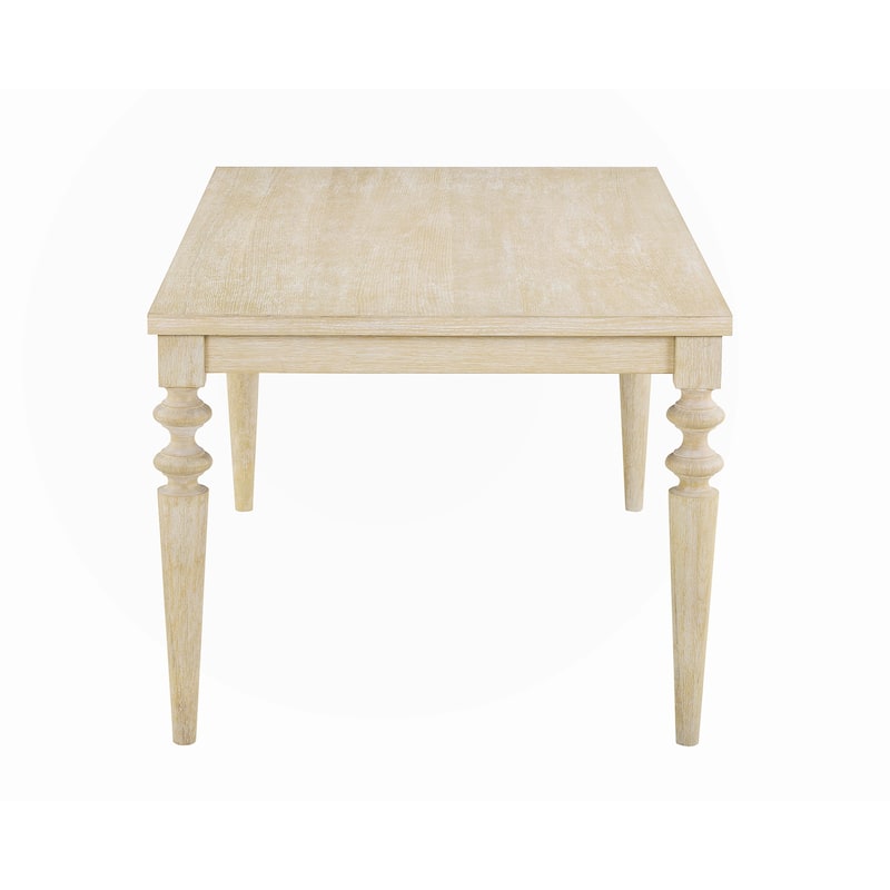 Wired White Finish Wood Turned-Leg Dining Table