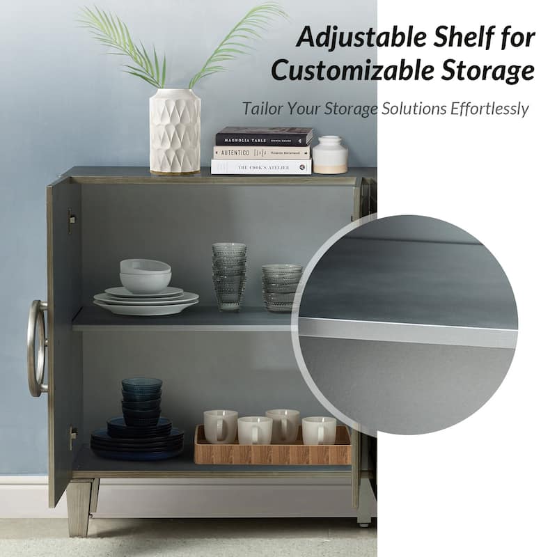 Connie 58" Contemporary Sideboard Buffet with Round Solid Wood Door Handles by HULALA HOME
