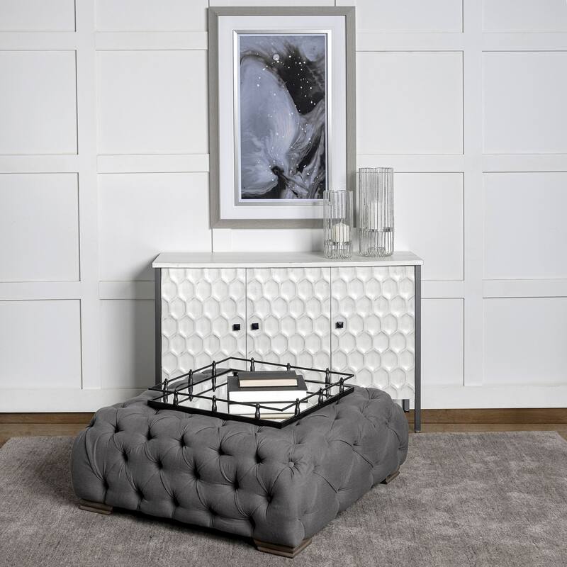 Christa Natural Metal Mirrored Base Square Tray - 22.0L x 22.0W x 3.1H