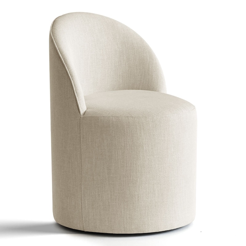 Linen Upholstered Dining Chair with Castors (Set of 2)