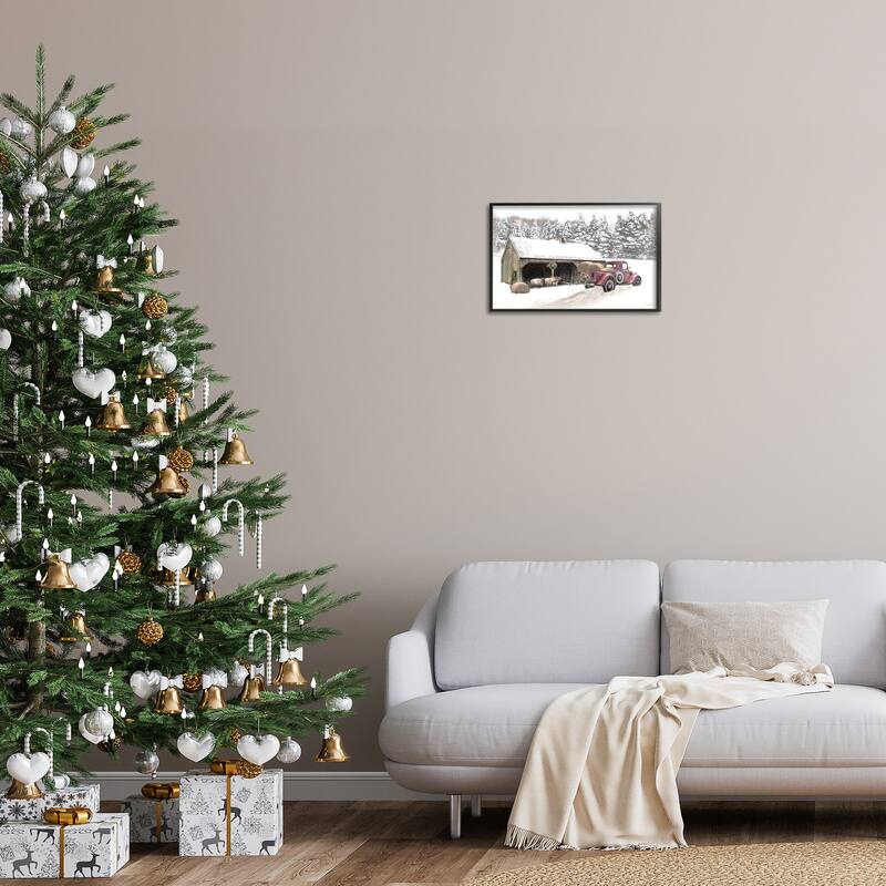 Stupell Snowy Winter Farm Sheep Framed Giclee Art Design By Robin-Lee Viera