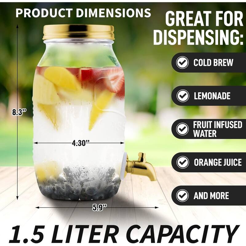 1.5 Liter Cold Brew Coffee Maker with Stainless Steel Mesh Filter