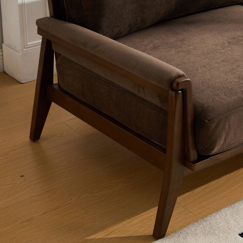 Christopher Knight Home - Mid-Century Modern 3-Seater 74" Upholstered Sofa with Solid Wood Frame