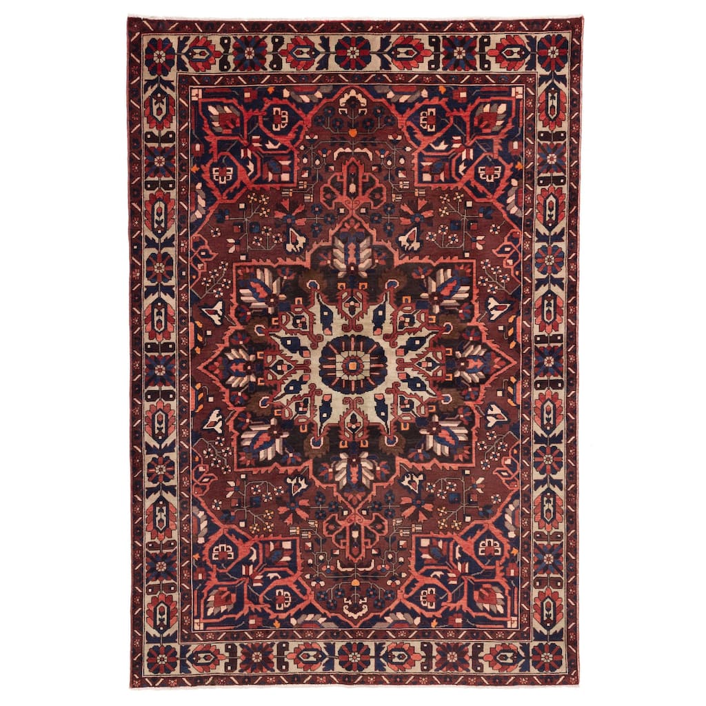 ECARPETGALLERY Hand-knotted Kayseri Vintage Dark Red Wool Rug - 6'7 x 9'11