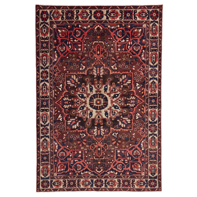 ECARPETGALLERY Hand-knotted Kayseri Vintage Dark Red Wool Rug - 6'7 x 9'11