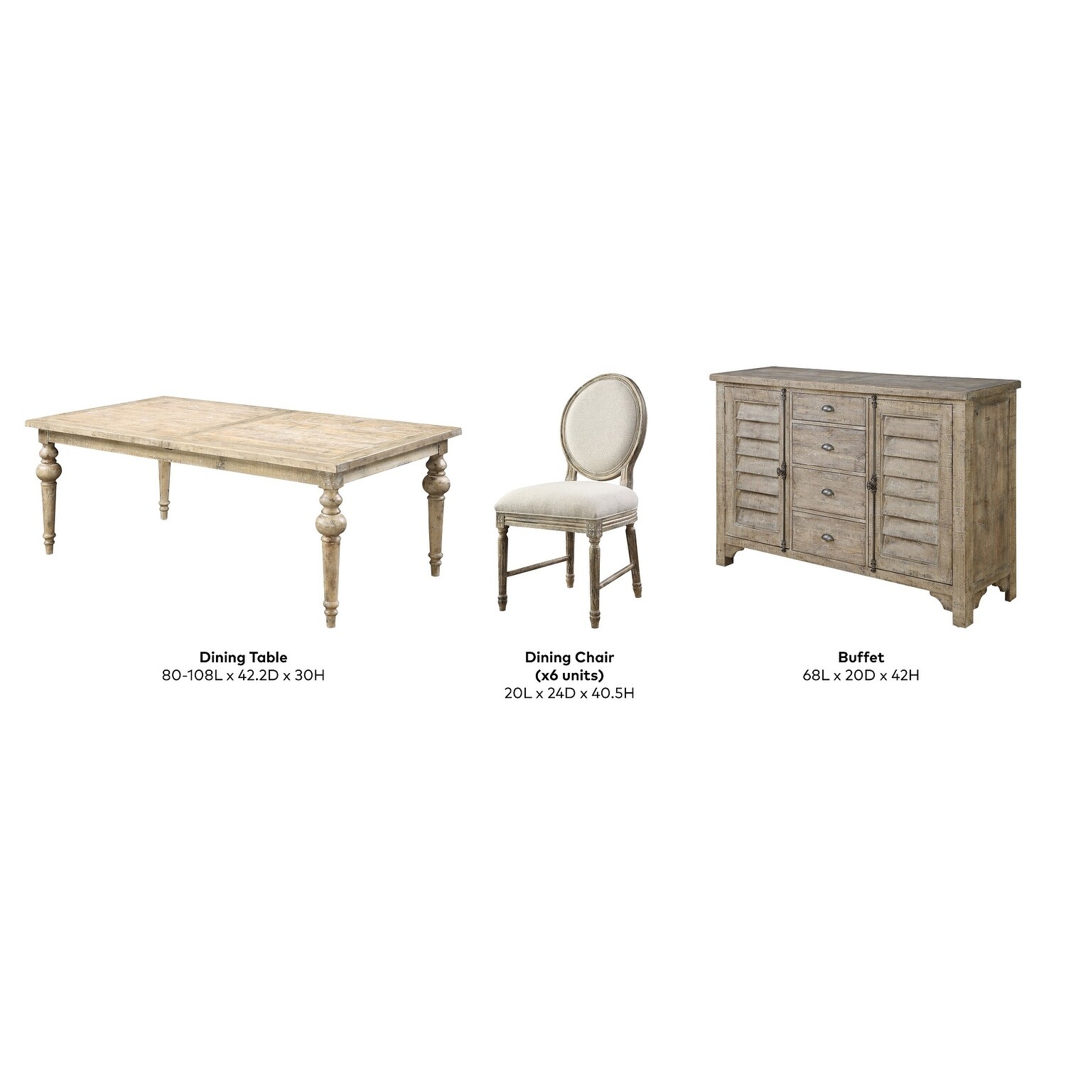 The Gray Barn Willow Way 8 Piece Rustic Casual Dining Room Set