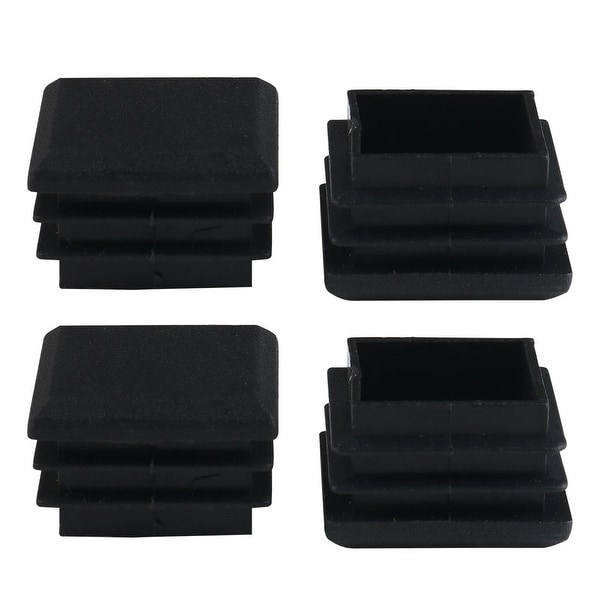 4pcs 25 x 25mm Plastic Square Ribbed Tube Inserts End Cover Cap