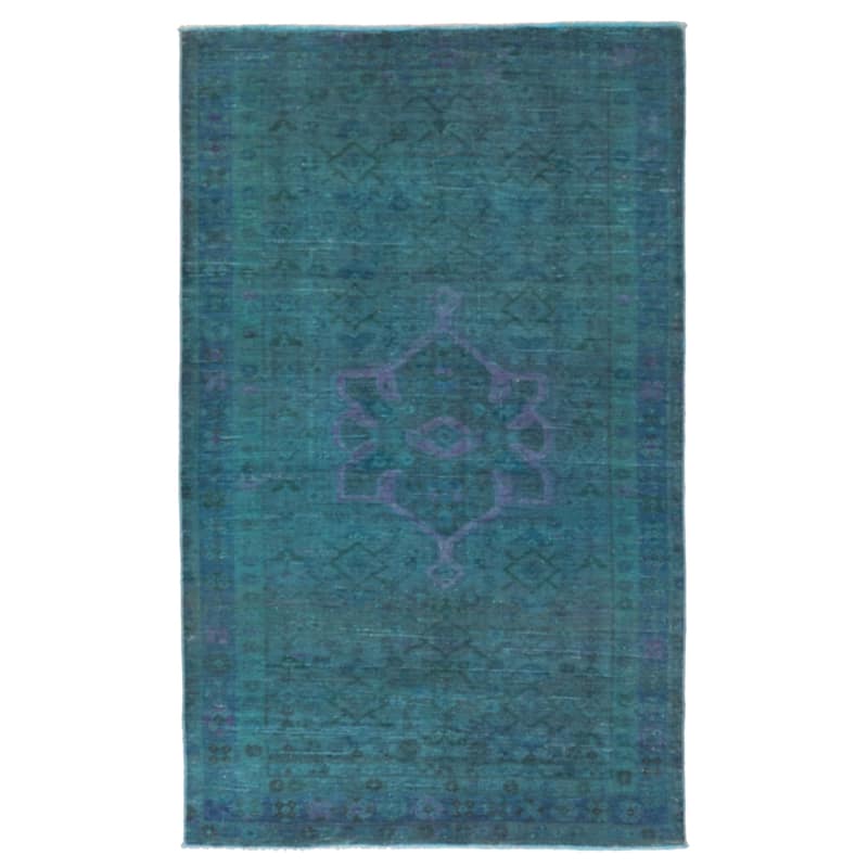 ECARPETGALLERY Hand-knotted Color Transition Teal Wool Rug - 4'1 x 6'7