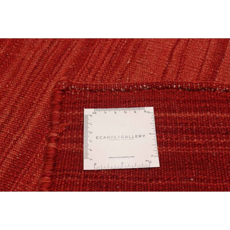 ECARPETGALLERY Flat-Weave Ankara FW Red Wool Kilim - 7'4 x 9'11