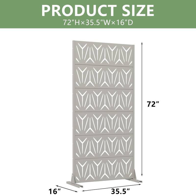 72" H×47"W Dovelina Black Outdoor Freestanding Metal Privacy Screen Decorative Garden Fence