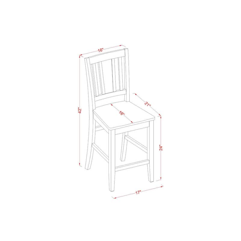 Counter Height Dining Set - 3 Piece Table & Chair Set - Modern Kitchen Pub Set - 30x48 Inch Table