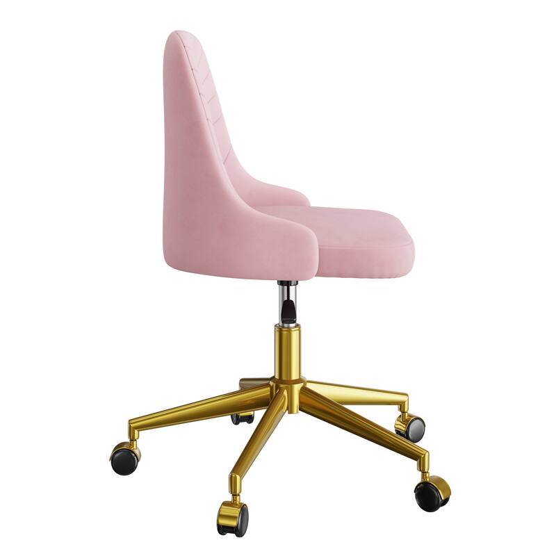 Javlergo Velvet Desk Chair with Height Adjustable Gold Base Swivel Office Chair for Office Living Room Bedroom Make Up