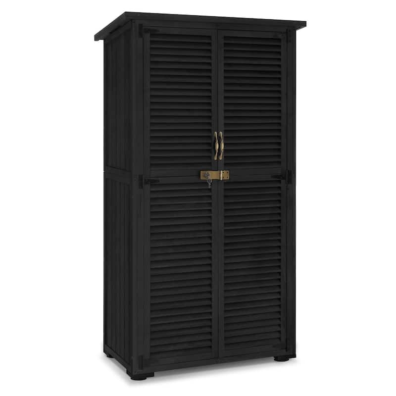 MCombo Outdoor Storage Cabinet Shed, Shuttered Doors with Lock, Wooden 0709 / 0808 / 1900