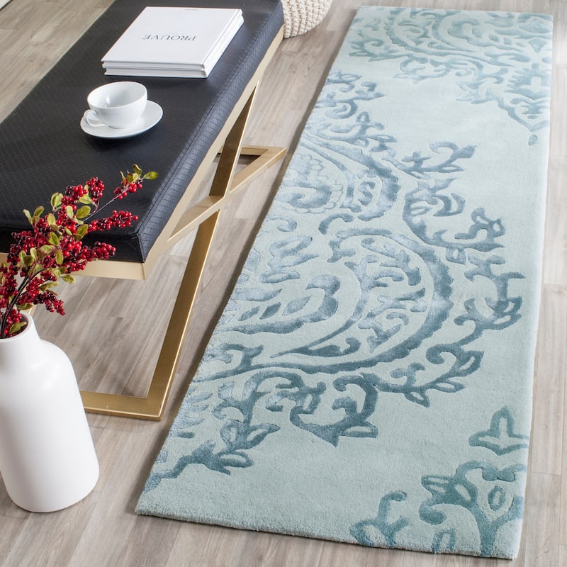 SAFAVIEH Emmalee Handmade Titie Wool Bohemian Area Rug - 2'3" x 8' Runner - Ivory/Blue