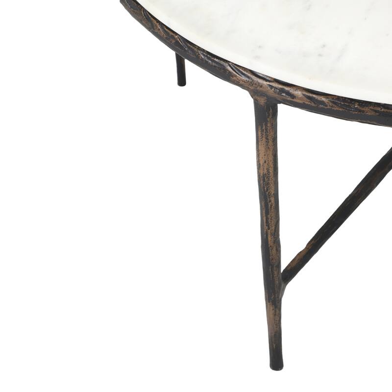 Sevita Elijah Round Marble & Metal Coffee Table, 36" L x 36" W x 18" H - 36" Diameter x 18" H