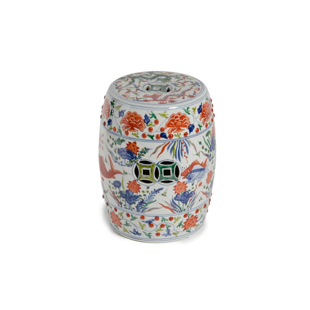 Handmade Koi Porcelain Garden Stool