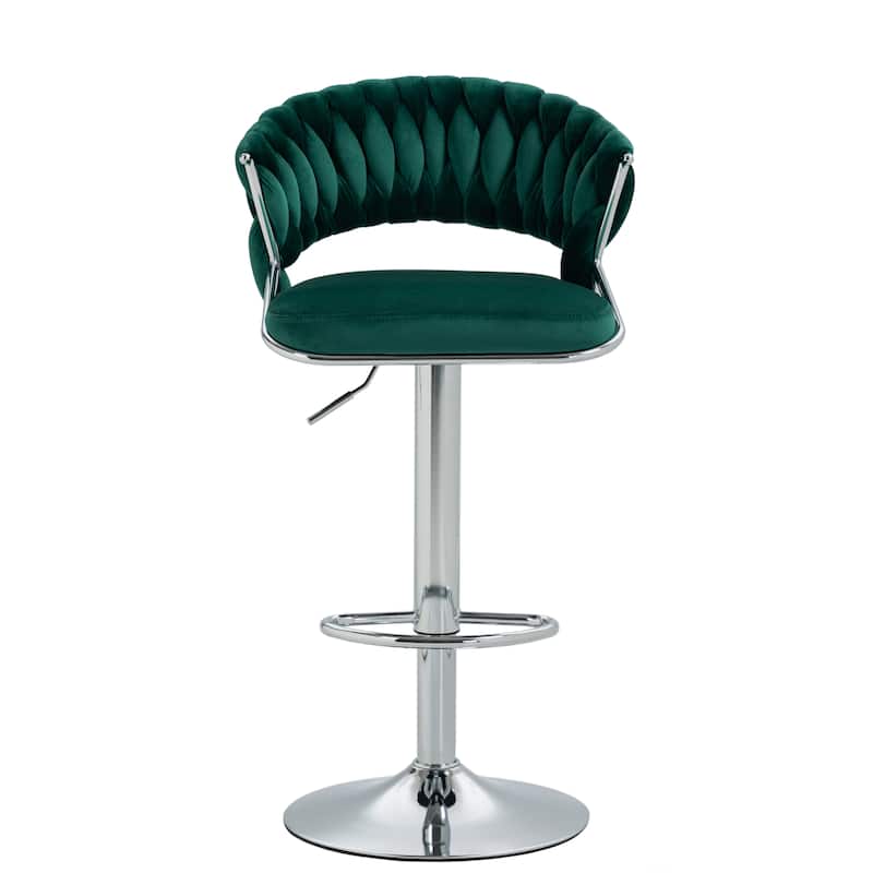 Set of 4 Modern Velvet Adjustable Bar Stools with Backs