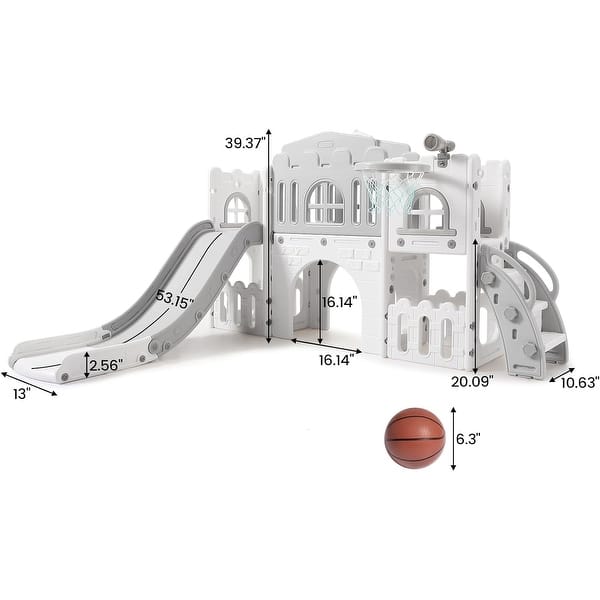dimension image slide 2 of 4, 8-in-1 Toddler Indoor Playground with Slide Baby Slide Playset for Toddlers Ages 1-3 Outdoor Play