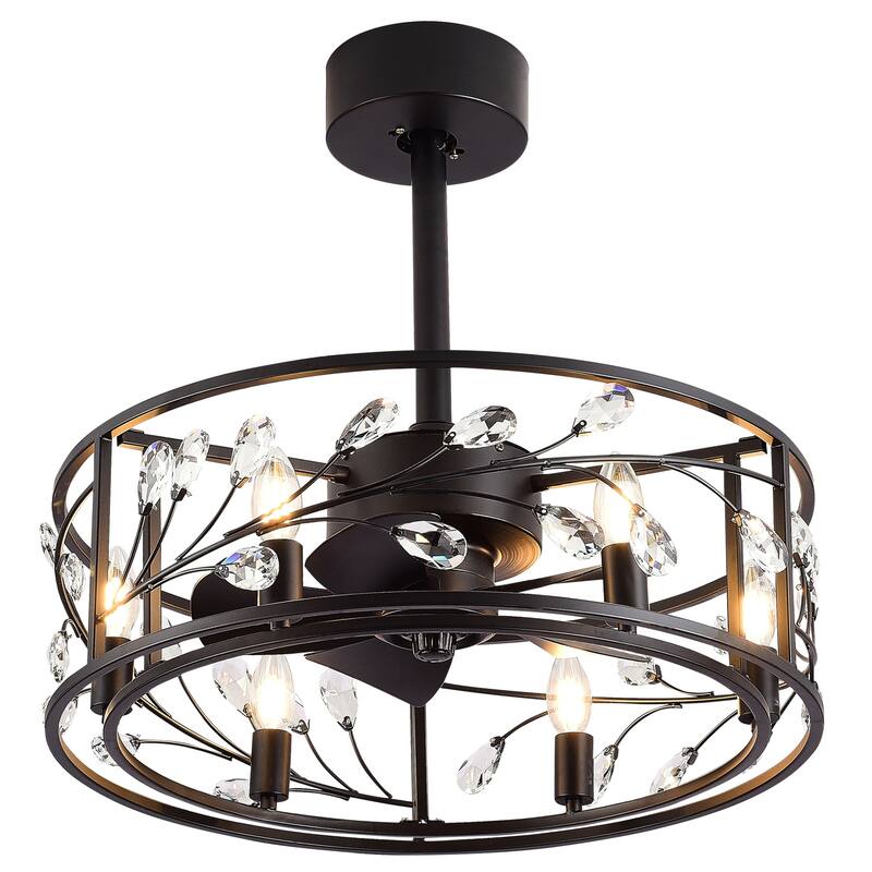 20 Inch Modern Caged Ceiling Fan with Light Kit and Remote