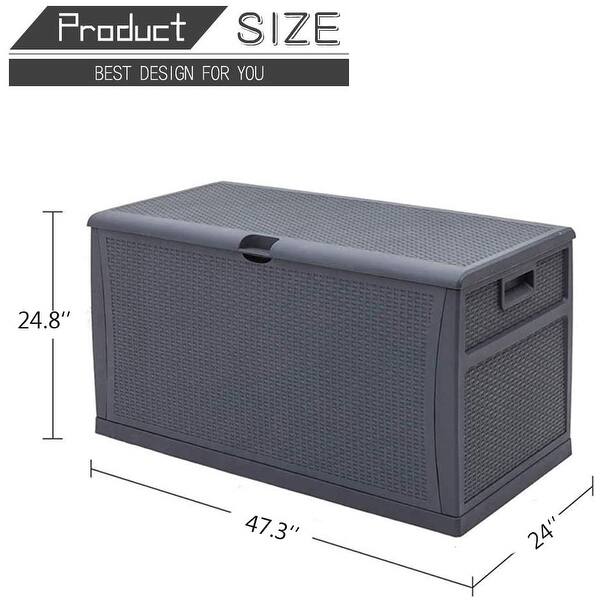 dimension image slide 0 of 2, SUNCROWN 120 Gallon Deck Box Outdoor Resin Wicker Storage Container