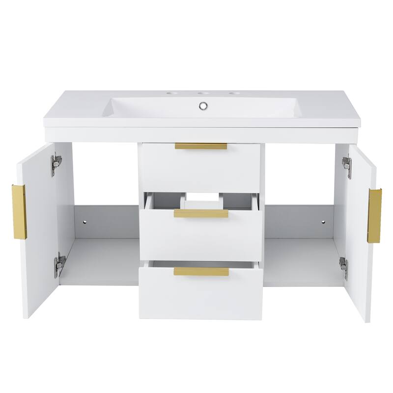 72'' Wall Mounted Bathroom Vanity with White Integrated Resin Sink - 72'' x 18'' x 20.3''