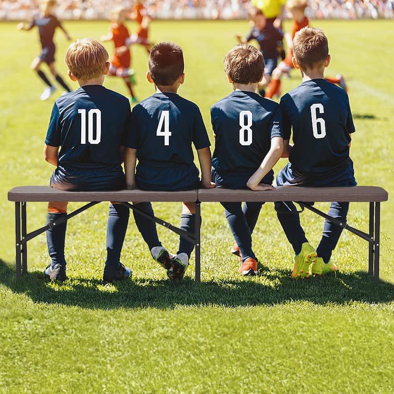 Gymax 6 ft Plastic Folding Bench Portable Fold-in-Half Seat w/ 1320