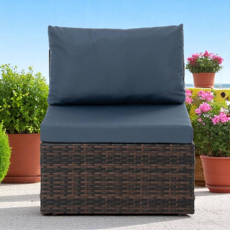 5-Piece Patio Furniture Set with PE Wicker Furniture set, Tempered Glass Table, Cushions with Zipper,Outdoor Furniture set