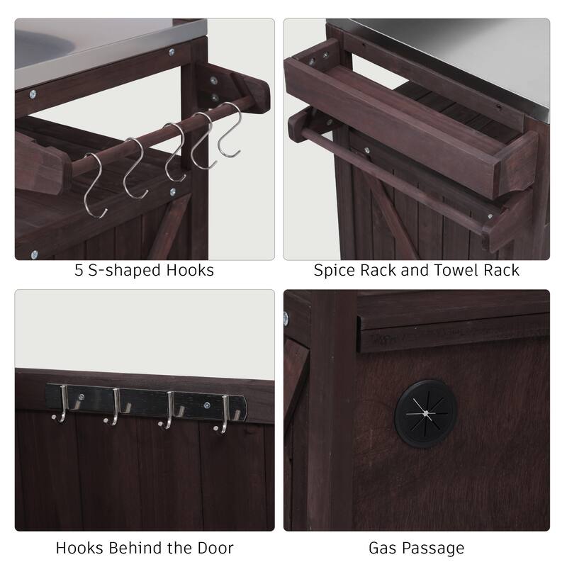 Outdoor Kitchen Island Rolling Grill Cart Sideboards Prep Table