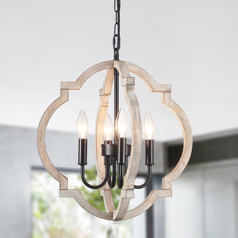 4-Light Rustic Candlestick Hanging Linear Chandelier Lighting Island Chandelier for Dining Room Kitchen Island - Black