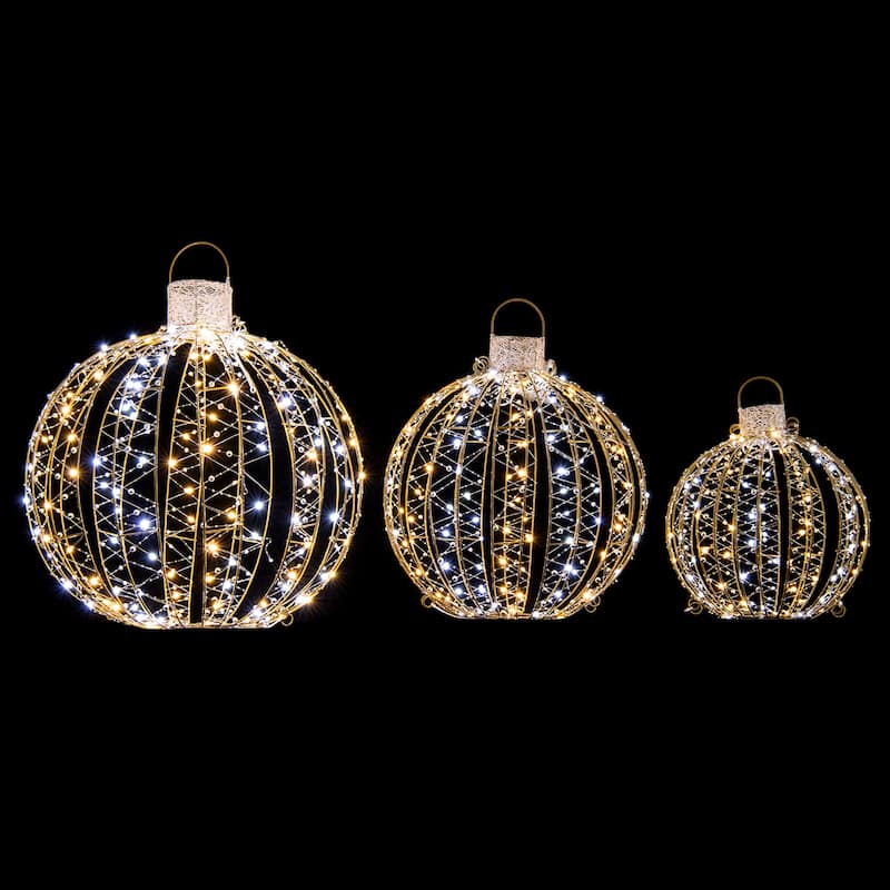 Costway 3 Pack Christmas LED Light Balls Outdoor Hanging Light Spheres