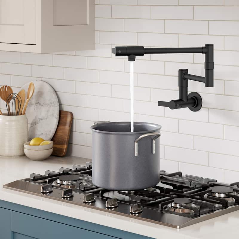 KRAUS Oletto Wall Mount Pot Filler Kitchen Faucet with Retractable Arm