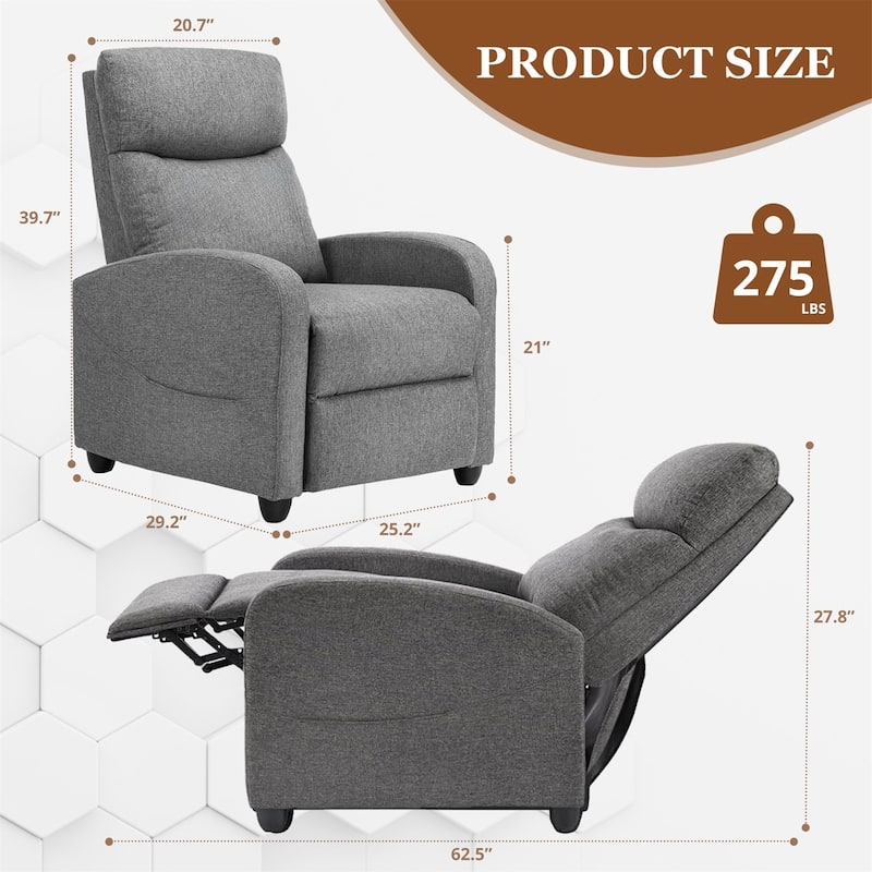 Recliner Chair for Living Room - Massage PU Leather Recliner Sofa with Lumbar Support, Home Theater Seating