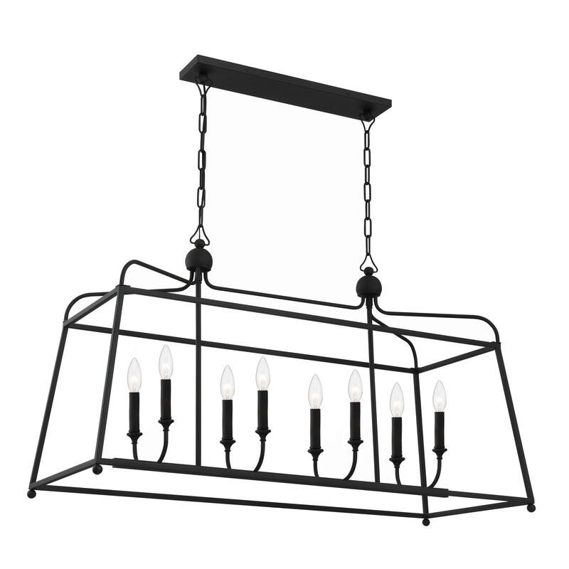 Libby Langdon for Crystorama Sylvan 8 Light Black Forged Chandelier - 42"W x 25"H x 18"D - 42"W x 25"H x 18"D