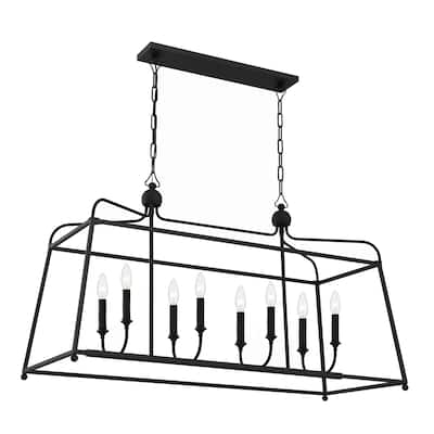 Libby Langdon for Crystorama Sylvan 8 Light Black Forged Chandelier - 42"W x 25"H x 18"D
