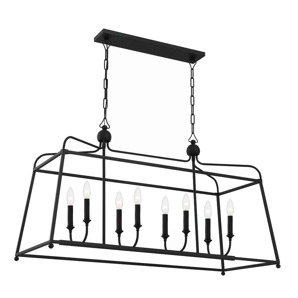 Libby Langdon for Crystorama Sylvan 8 Light Black Forged Chandelier - 42"W x 25"H x 18"D