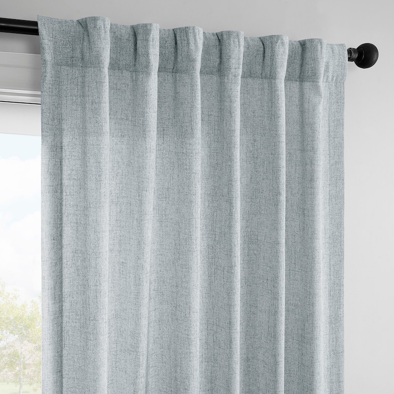 Exclusive Fabrics Farm Town Textured Faux Linen Semi Sheer Curtains (2 Panel) Window Curtains